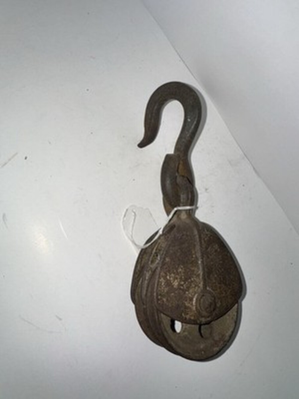 Antique Cast Iron Double Pulley Block Hook Farm Barn Primitive Tool